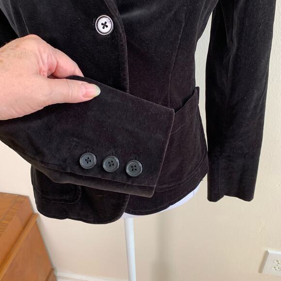 Gap Size 2 Women's Velvet Two Button Blazer jacket Black Career Work Holiday - Picture 8 of 13
